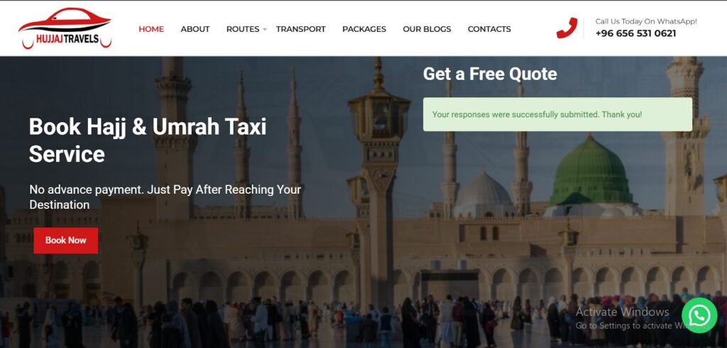 Confirming Booking on Hujjaj Travels Form