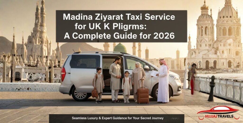 Complete 2026 guide for UK pilgrims booking Madina Ziyarat taxi services. View latest prices for GMC, Staria, and Sedans for a stress-free spiritual journey.