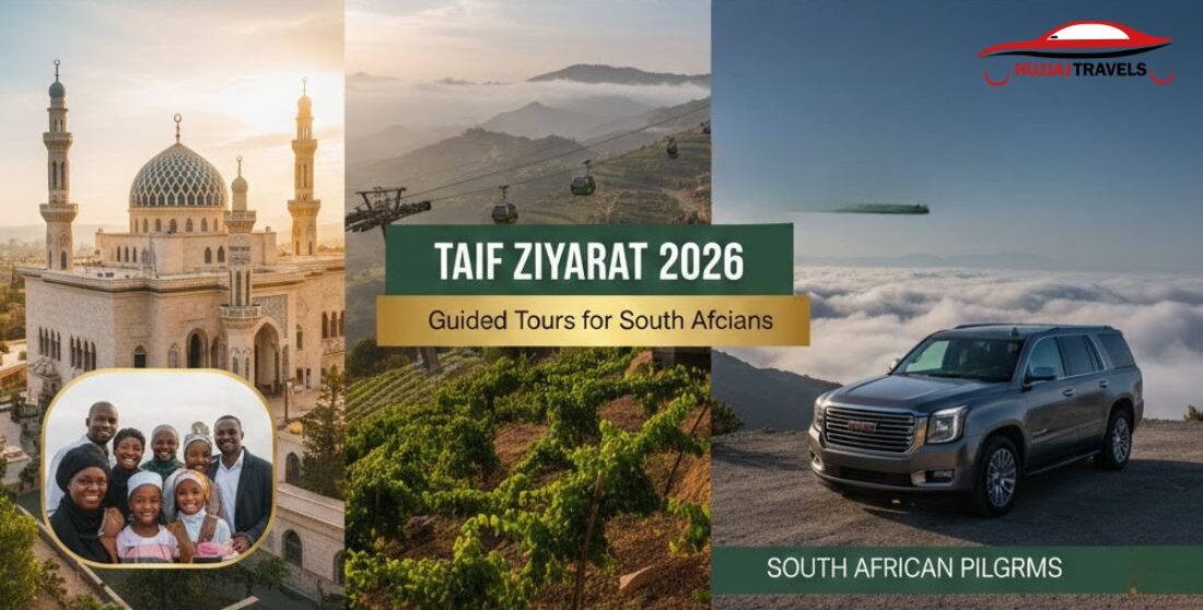 Reliable Taif Ziyarat taxi service for South African pilgrims in 2026. View latest rates for GMC, Staria, and Sedans from Makkah. Book your private tour today.