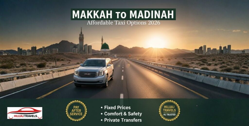 Discover the most affordable taxi options for the Makkah to Madinah route in 2026. Compare prices for Sedans, Staria, and GMC. Book with the #1 trusted provider.