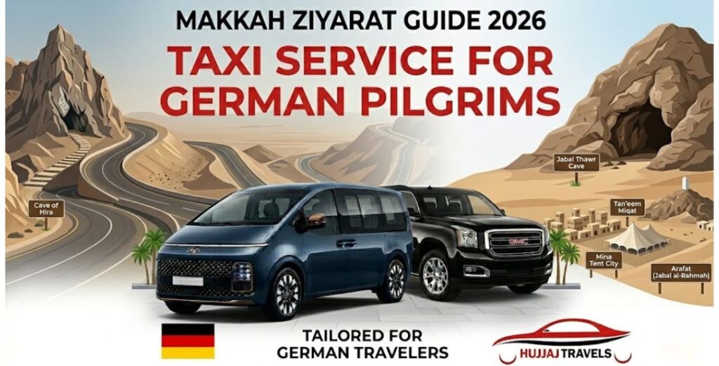 Planning Umrah from Germany in 2026? Learn how to book a reliable Makkah Ziyarat taxi, explore historical sites, and find the best transport for your family.