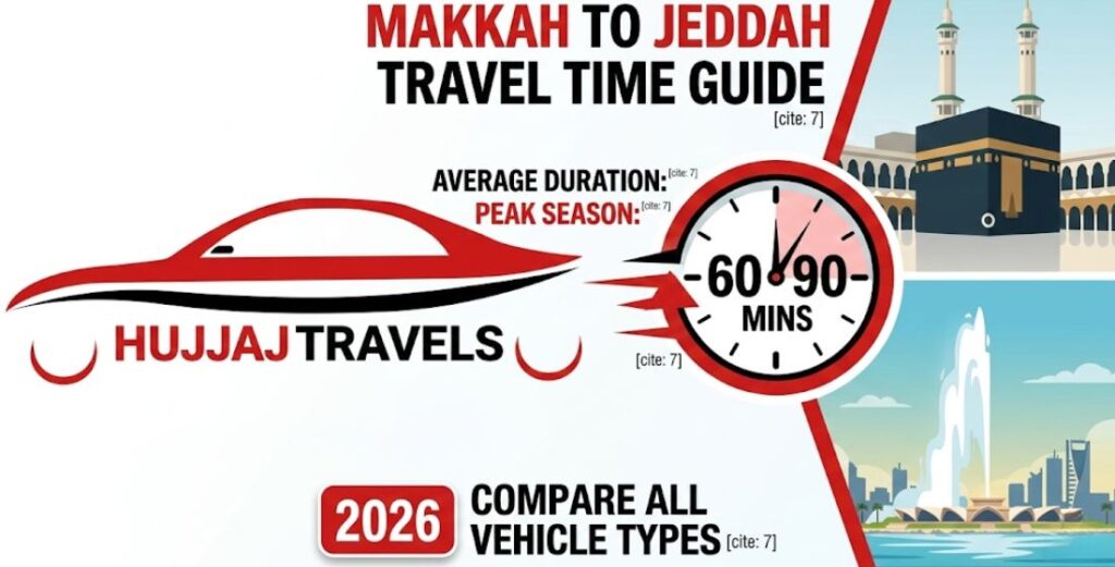 How long does it take to get from Makkah to Jeddah? Learn about travel times, traffic factors, and fixed 2026 private transport rates with Hujjaj Travels.