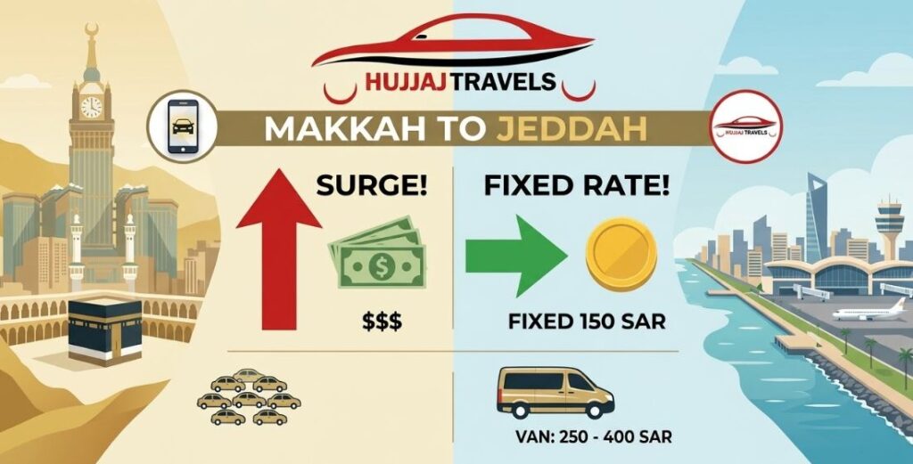 Taxi vs. Ride-Hailing Makkah to Jeddah: Price Comparison 2026