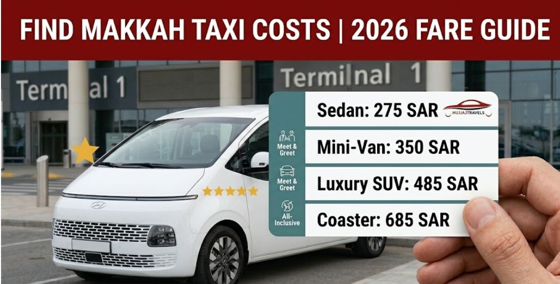 Discover the typical one-way cost for a trip from Jeddah to Makkah in 2026. View fixed rates for Sedans, GMCs, and Buses with Hujjaj Travels. Book today.